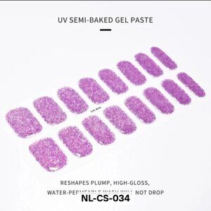 🖤 3/$12 Purple Glitter Full Nail 16 Semi Cured Gel Nails - Needs UV Curing